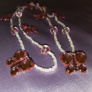 Waist Beads 🌸 Pretty Pink Butterfly Extra Small